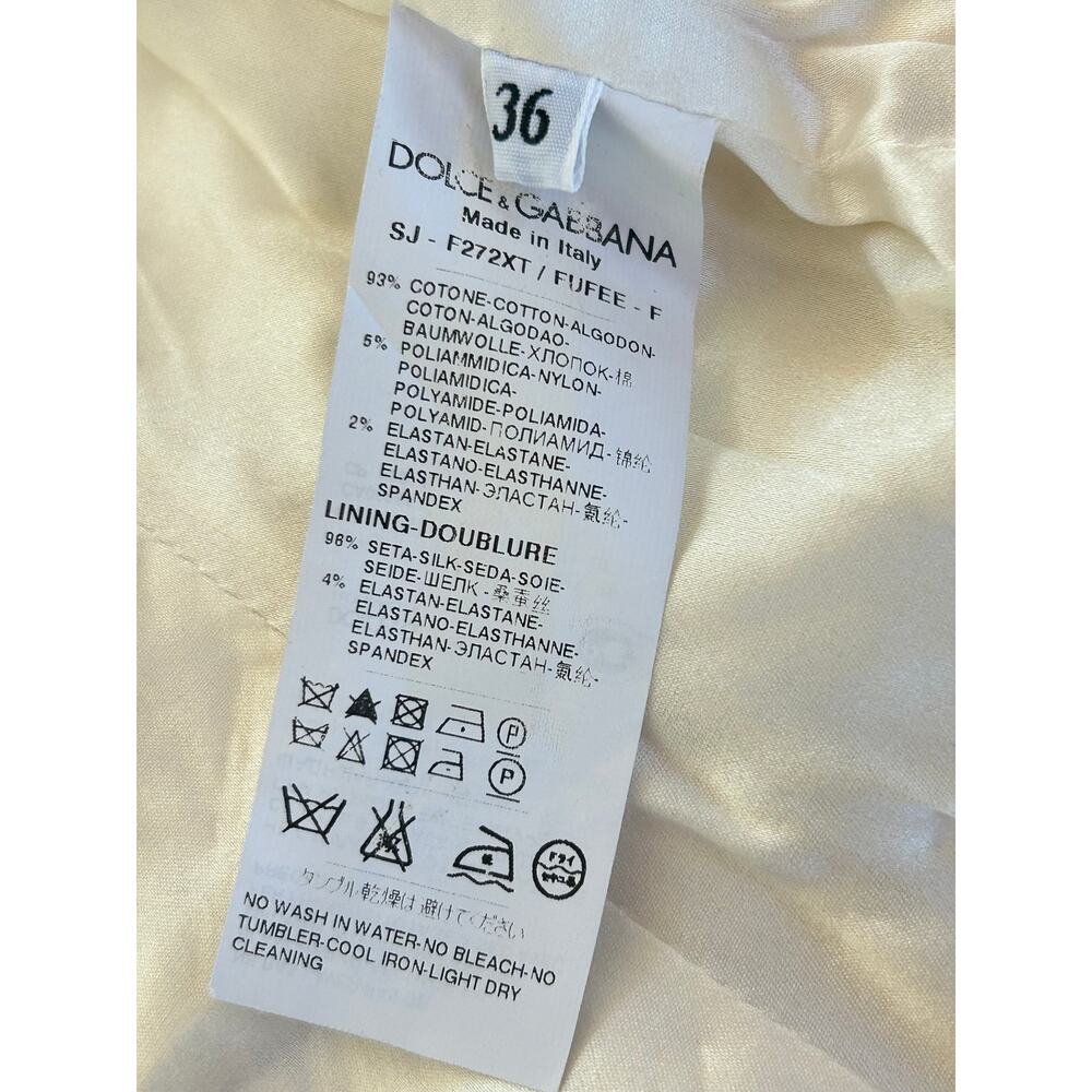 Dolce & Gabbana 2000s IT 36 Embroidered Cotton Tweed Jacket Cream Silk US 0-2 XS - Picture 5 of 6